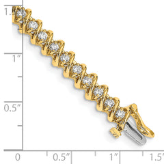 14k Complete 2.25 carat Round AA Diamond Fancy Spiral 7 inch Tennis Bracelet