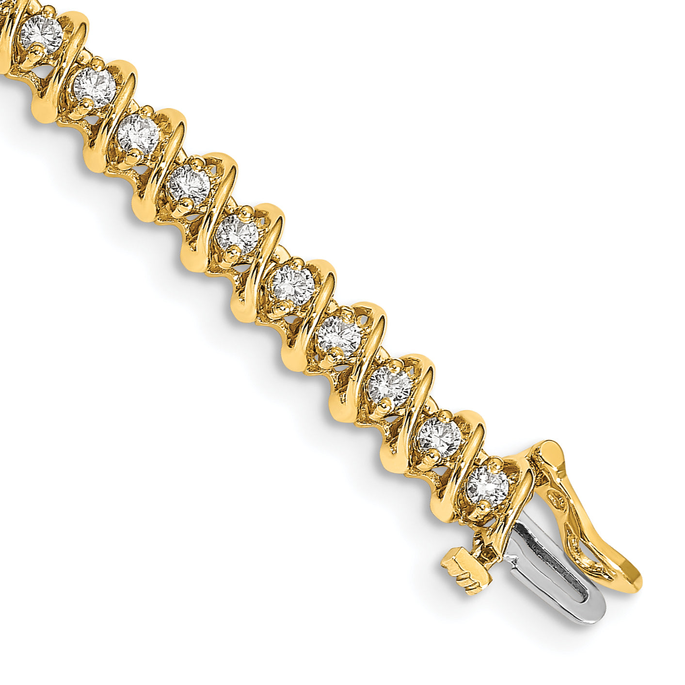 14k Complete 2.25 carat Round A Diamond Fancy Spiral 7 inch Tennis Bracelet Main image