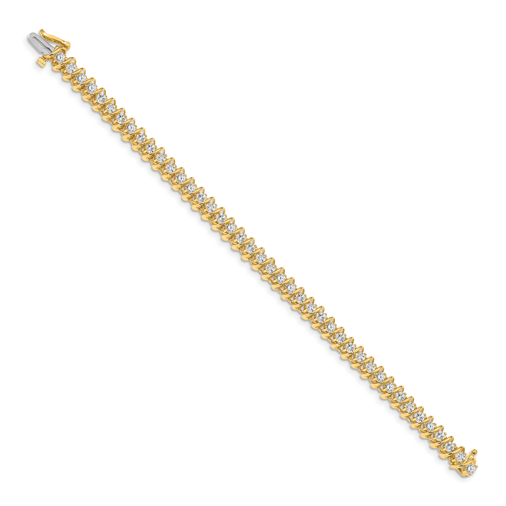 14k Holds 3.31 carat 42-2.7mm Round Diamond Fancy Spiral 7 inch Tennis Bracelet Mounting (No Stone Included)