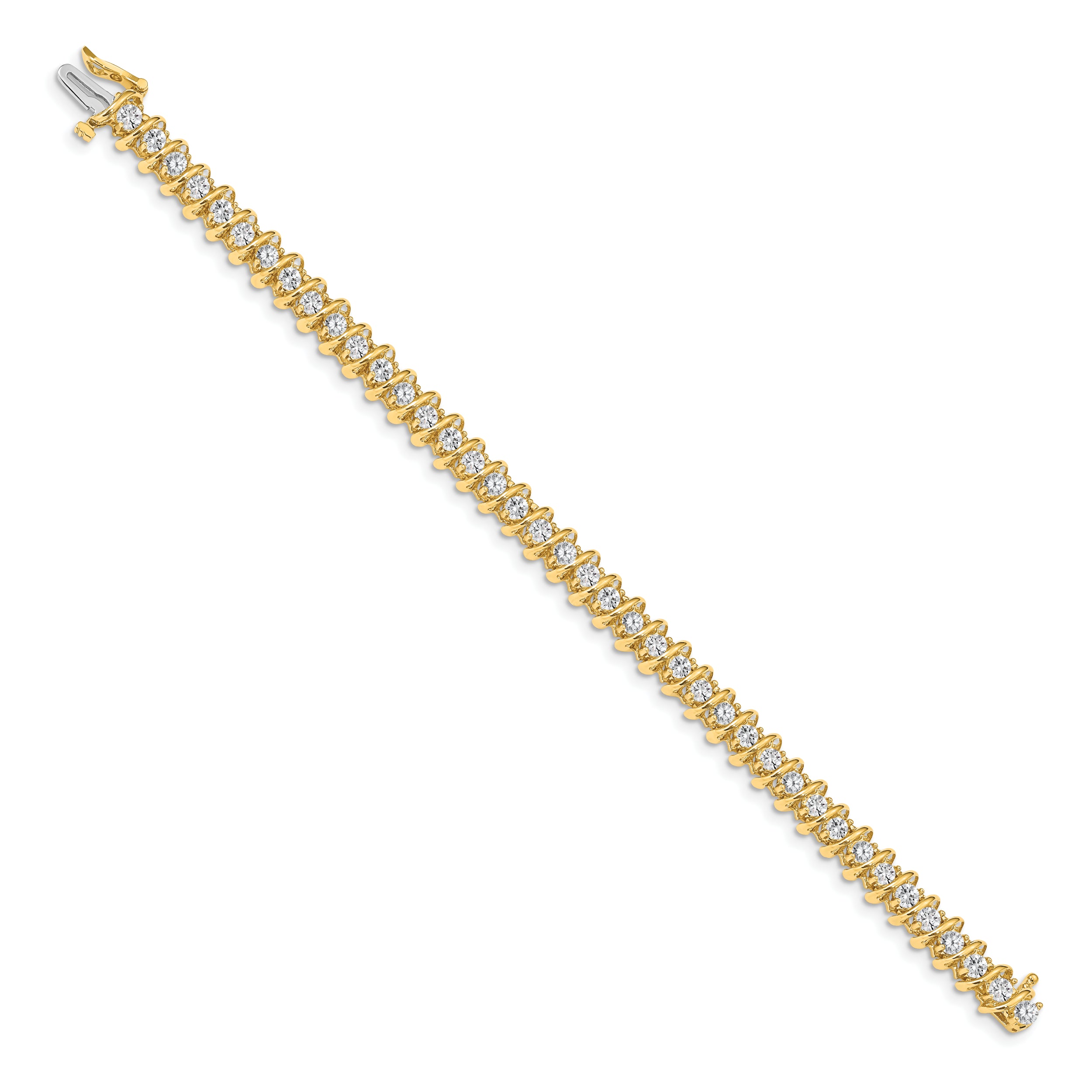14k Complete 3.72 carat Round AA Diamond Fancy Spiral 7 inch Tennis Bracelet