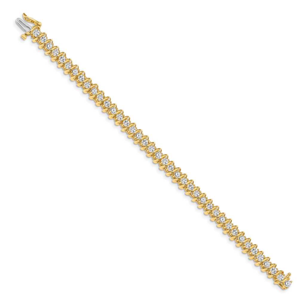 14k Complete 3.72 carat Round AA Diamond Fancy Spiral 7 inch Tennis Bracelet
