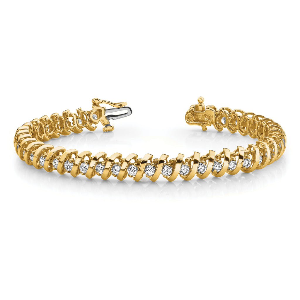 14k Complete 3.72 carat Round VS Diamond Fancy Spiral 7 inch Tennis Bracelet