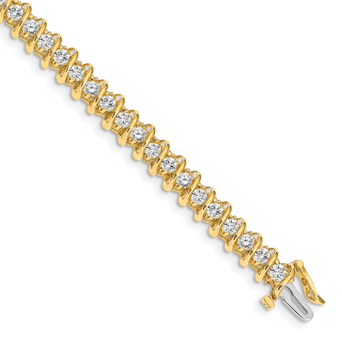 14k Complete 3.72 carat Round VS Diamond Fancy Spiral 7 inch Tennis Bracelet
