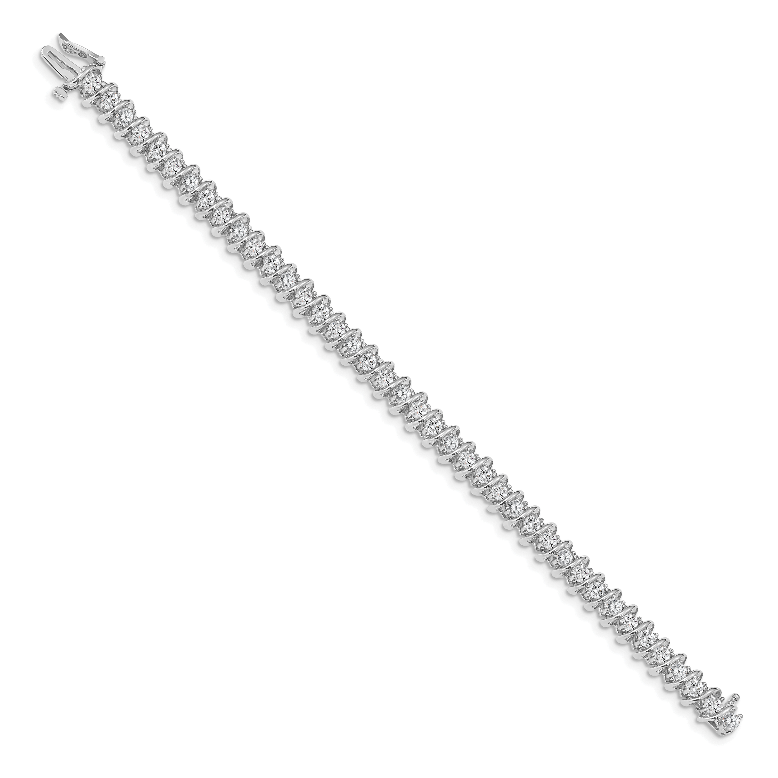 14k White Gold Holds 3.72 carat 40-2.9mm Round Diamond Fancy Spiral 7 inch Tennis Bracelet Mounting (No Stone Included) Secondary image