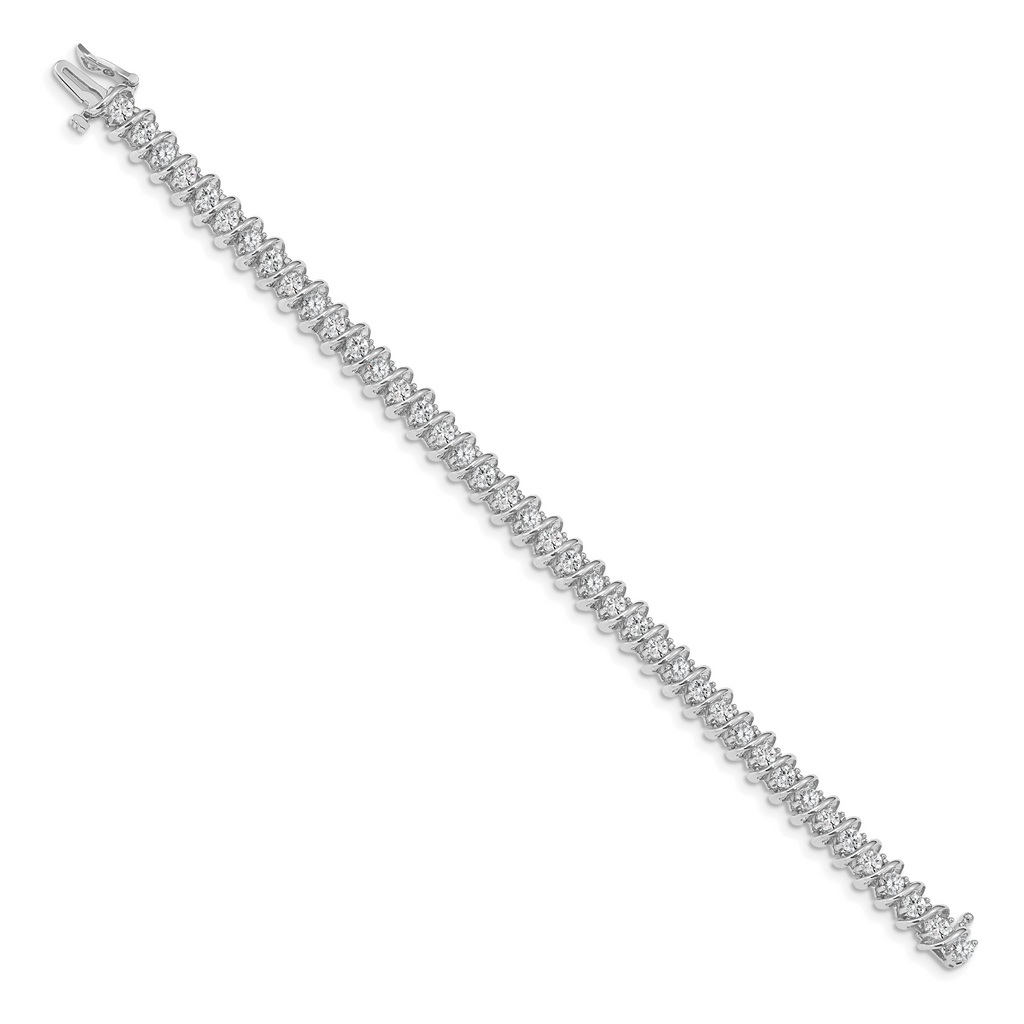 14k White Gold Holds 3.72 carat 40-2.9mm Round Diamond Fancy Spiral 7 inch Tennis Bracelet Mounting (No Stone Included)
