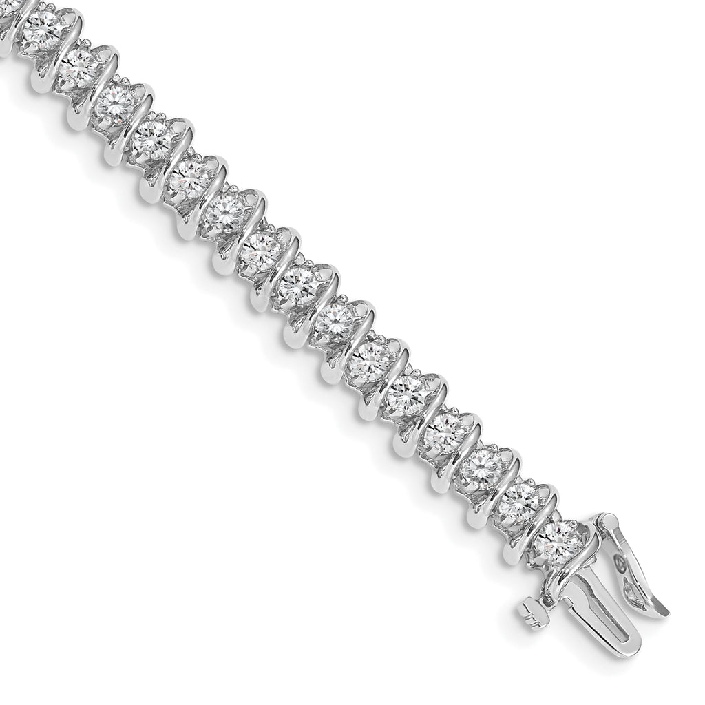 14k White Gold Holds 3.72 carat 40-2.9mm Round Diamond Fancy Spiral 7 inch Tennis Bracelet Mounting (No Stone Included)