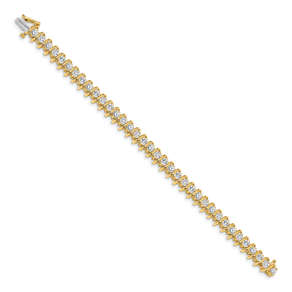 14k Holds 5 carat 36-3.3mm Round Diamond Fancy Spiral 7 inch Tennis Bracelet Mounting (No Stone Included)