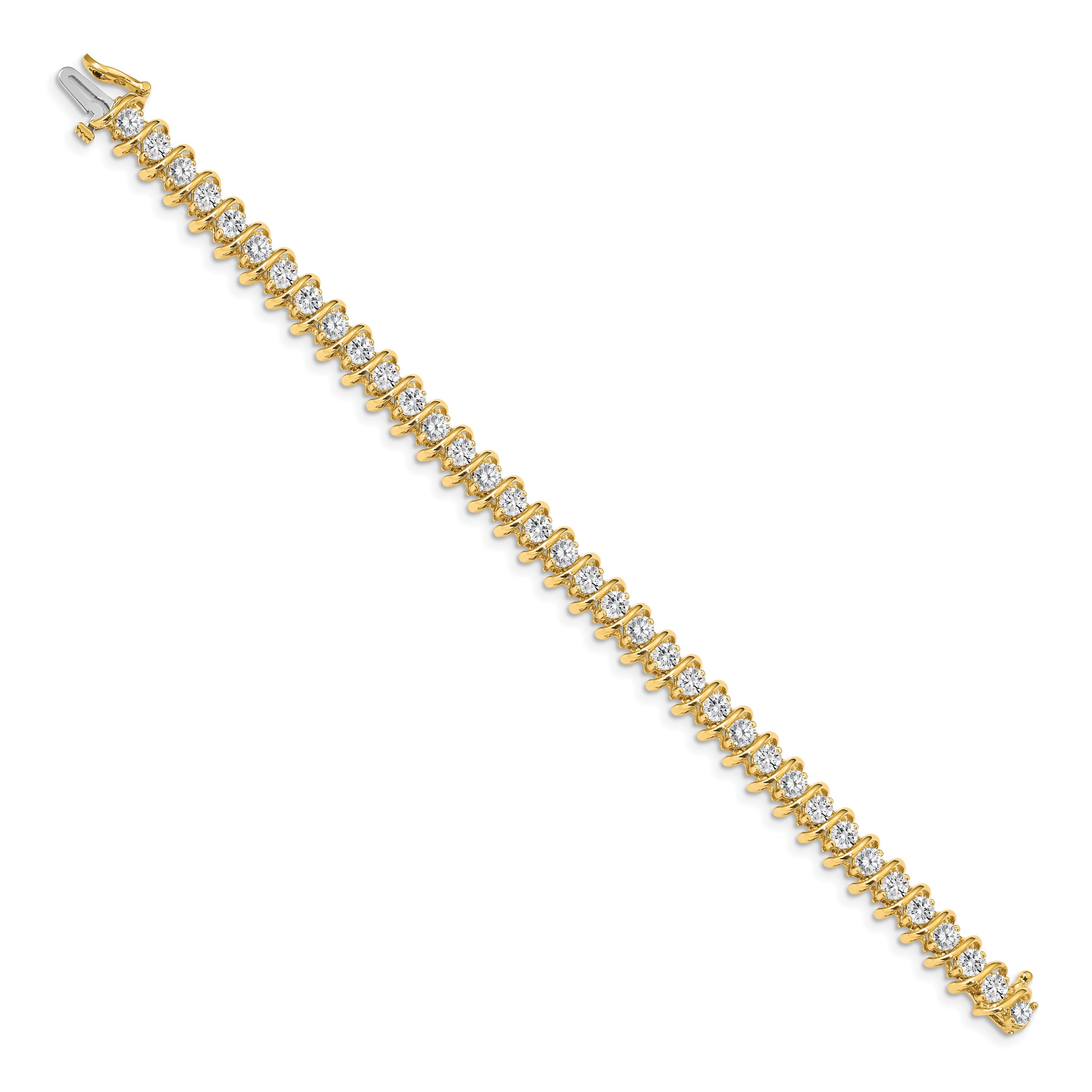 14k Complete 5 carat Round A Diamond Fancy Spiral 7 inch Tennis Bracelet