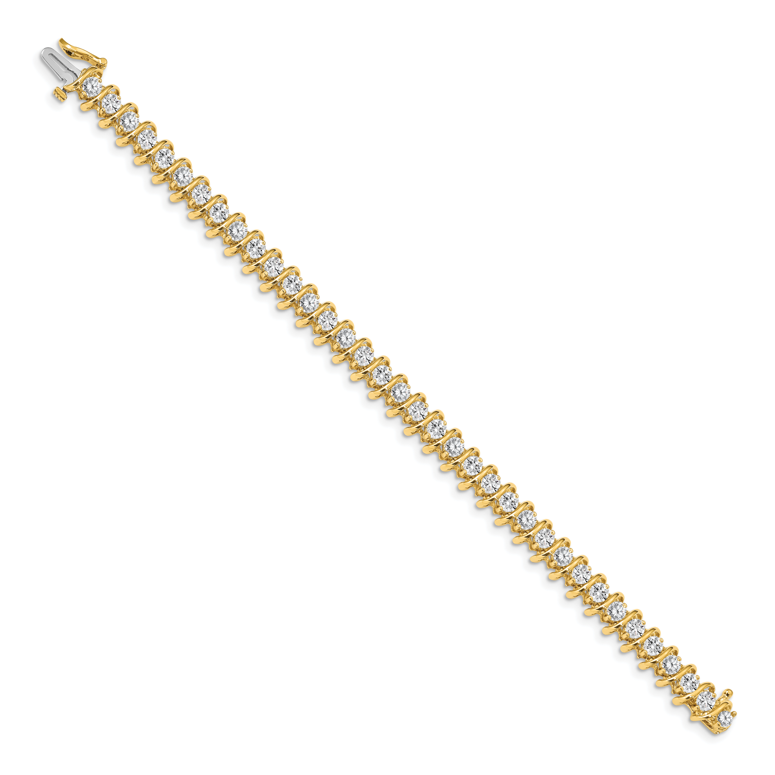 14k Complete 5 carat Round A Diamond Fancy Spiral 7 inch Tennis Bracelet