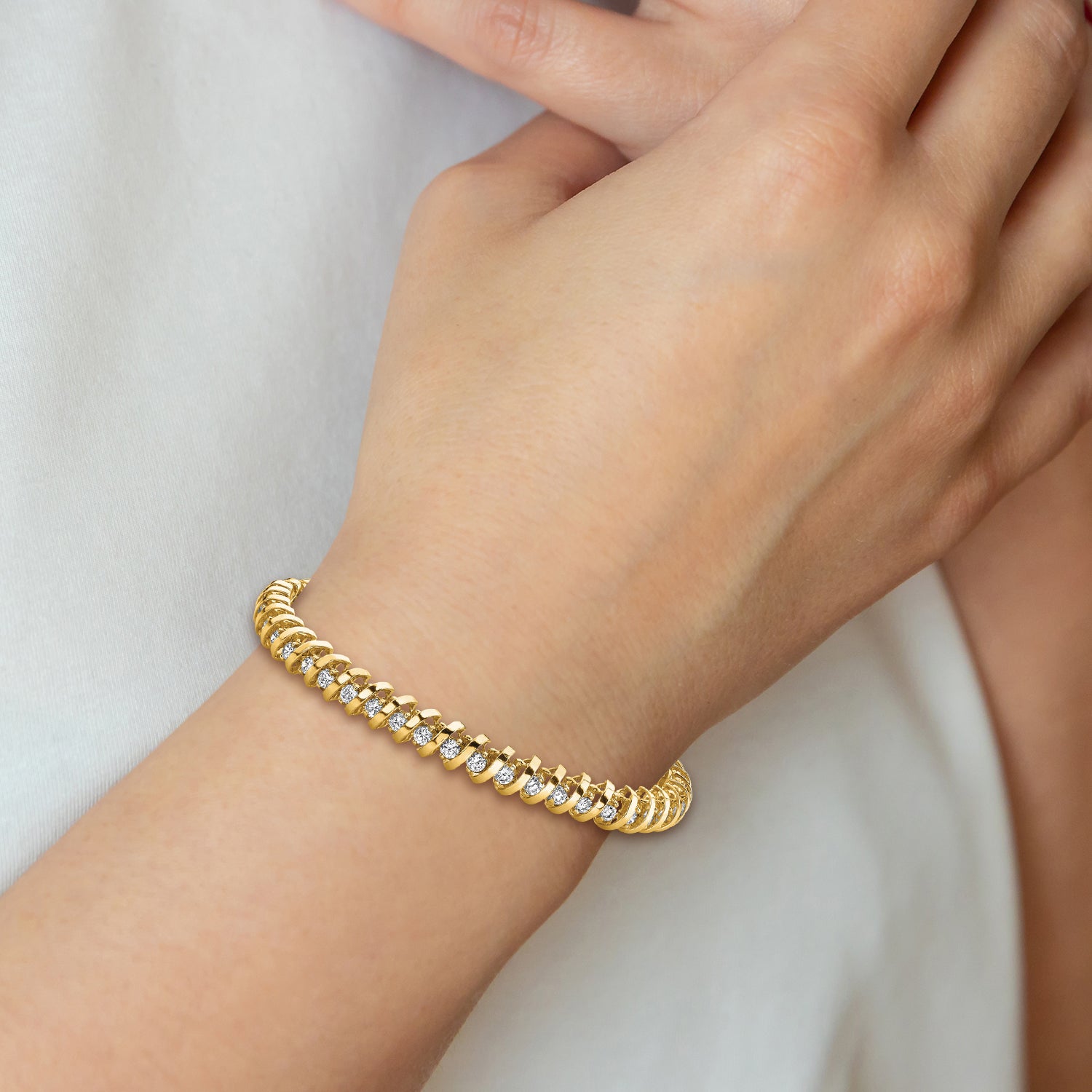14k Complete 5 carat Round A Diamond Fancy Spiral 7 inch Tennis Bracelet