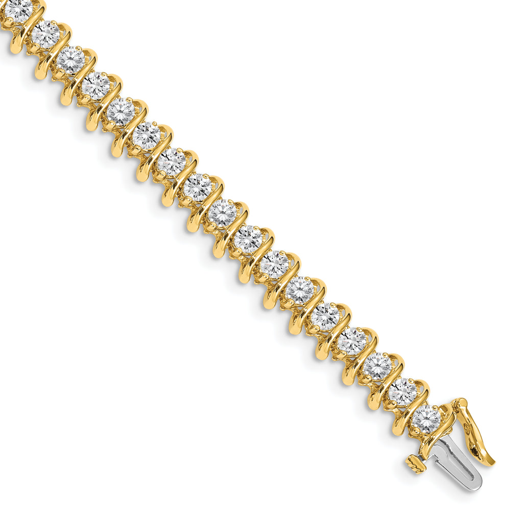 14k Complete 5 carat Round AA Diamond Fancy Spiral 7 inch Tennis Bracelet