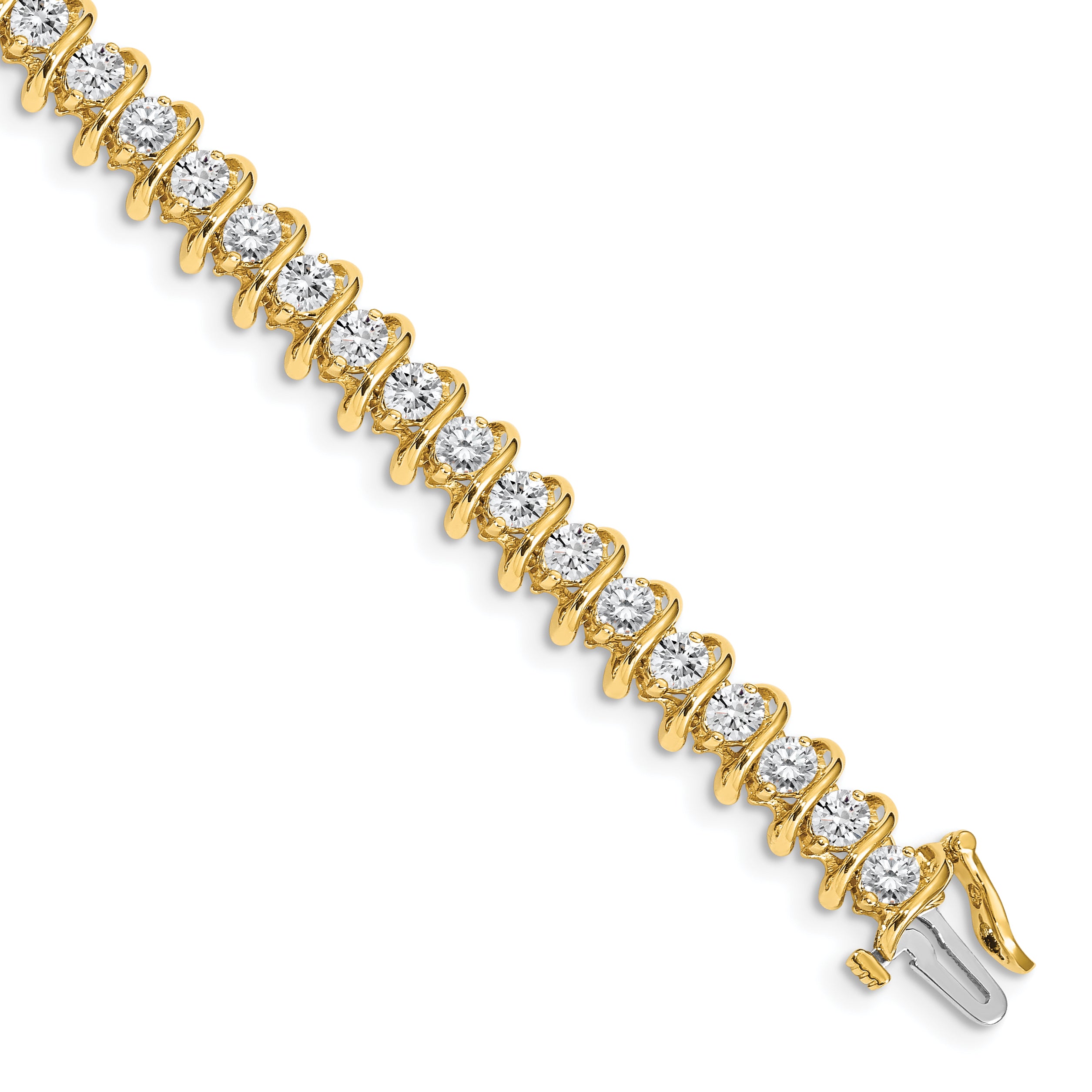 14k Complete 5 carat Round AA Diamond Fancy Spiral 7 inch Tennis Bracelet
