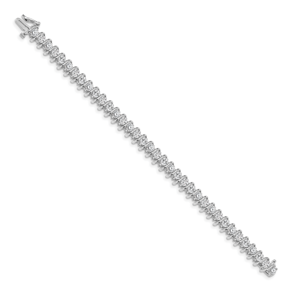 14k White Gold Holds 5 carat 36-3.3mm Round Diamond Fancy Spiral 7 inch Tennis Bracelet Mounting (No Stone Included)