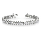 14k White Gold Holds 5 carat 36-3.3mm Round Diamond Fancy Spiral 7 inch Tennis Bracelet Mounting (No Stone Included)