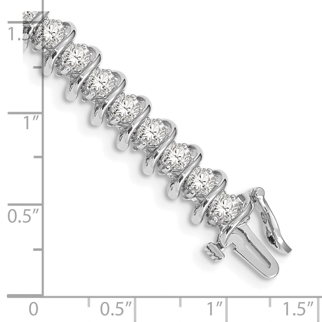 14k White Gold Holds 5 carat 36-3.3mm Round Diamond Fancy Spiral 7 inch Tennis Bracelet Mounting (No Stone Included)
