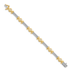 14k Two-tone Holds 1.4 carat 6-3.9mm Round Diamond Bezel and Twisted Bar 7 inch Bracelet Mounting (No Stone Included)