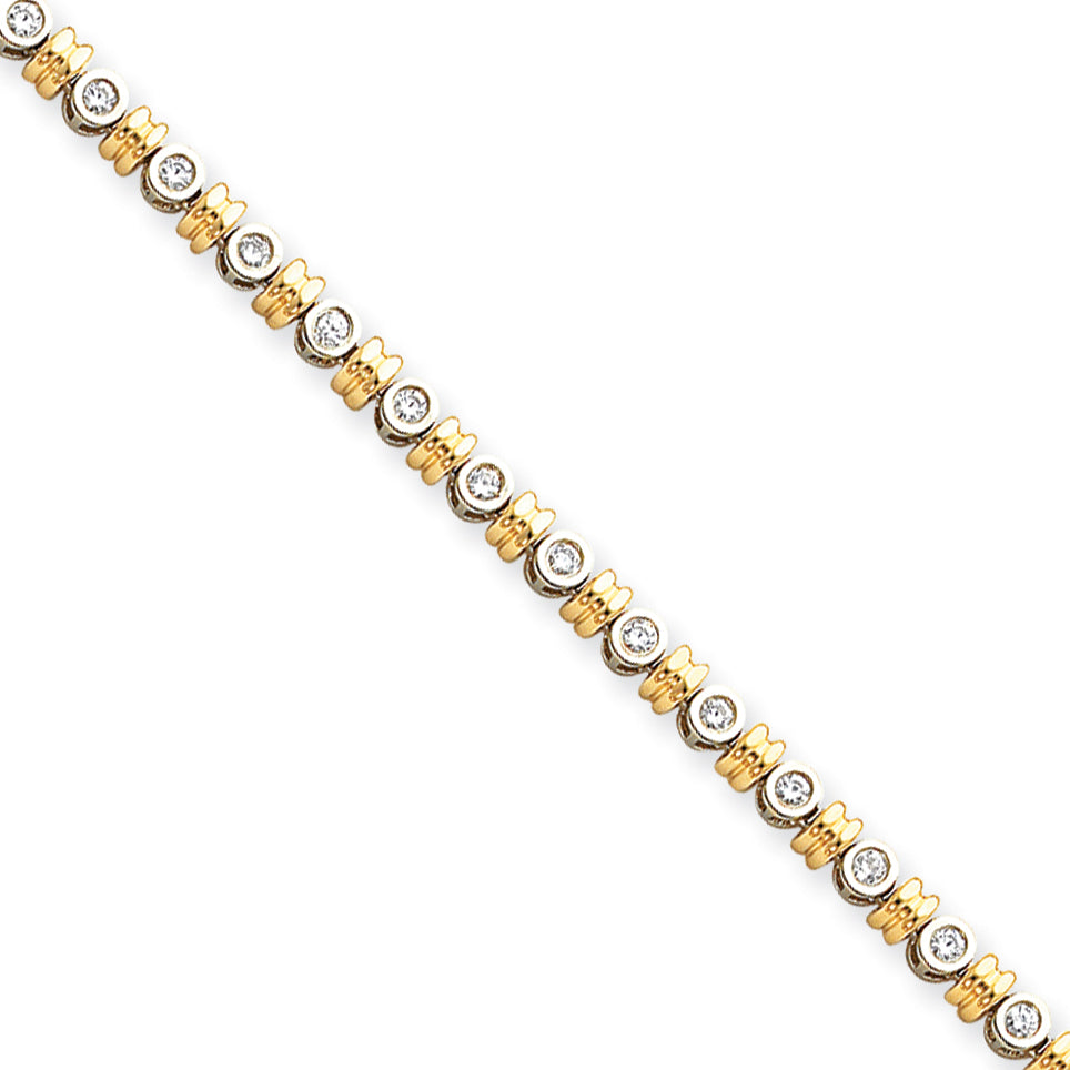 14k Two-tone 2.5mm Diamond Tennis Bracelet Mounting (No Stone Included)
