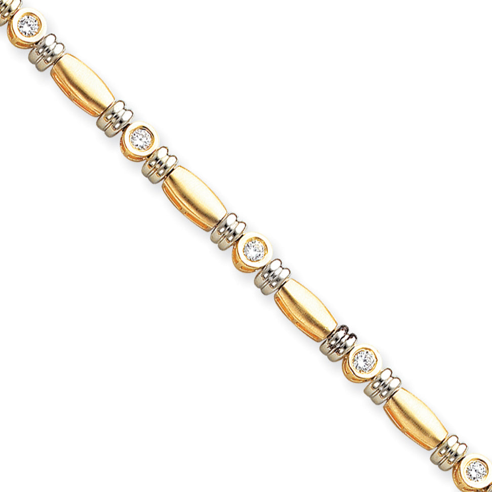 14k Two-tone 3.5mm Diamond Tennis Bracelet Mounting (No Stone Included)