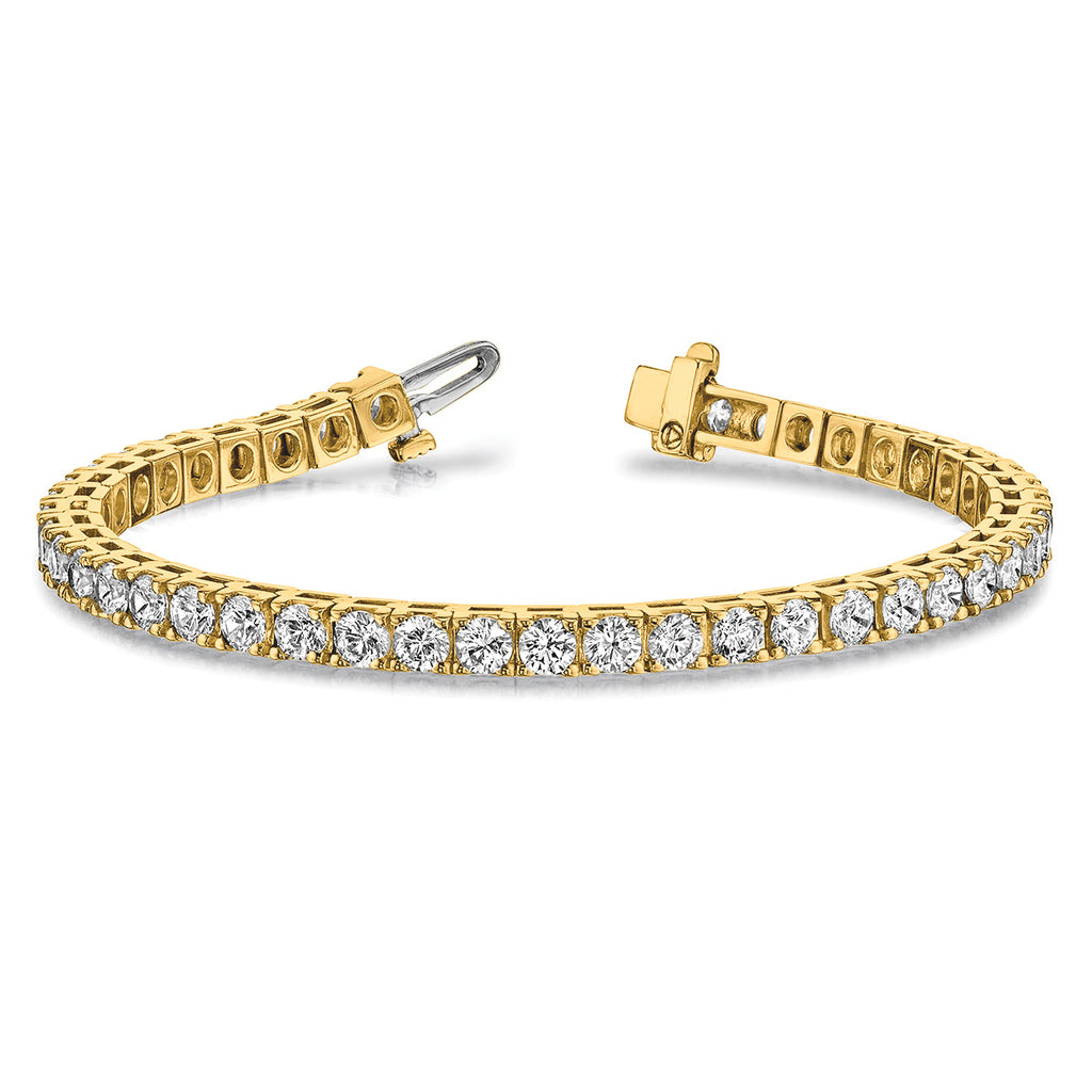 14k Holds 6.6 carat 44-3.4mm Round Diamond 4-prong 7 inch Tennis Bracelet Mounting (No Stone Included)