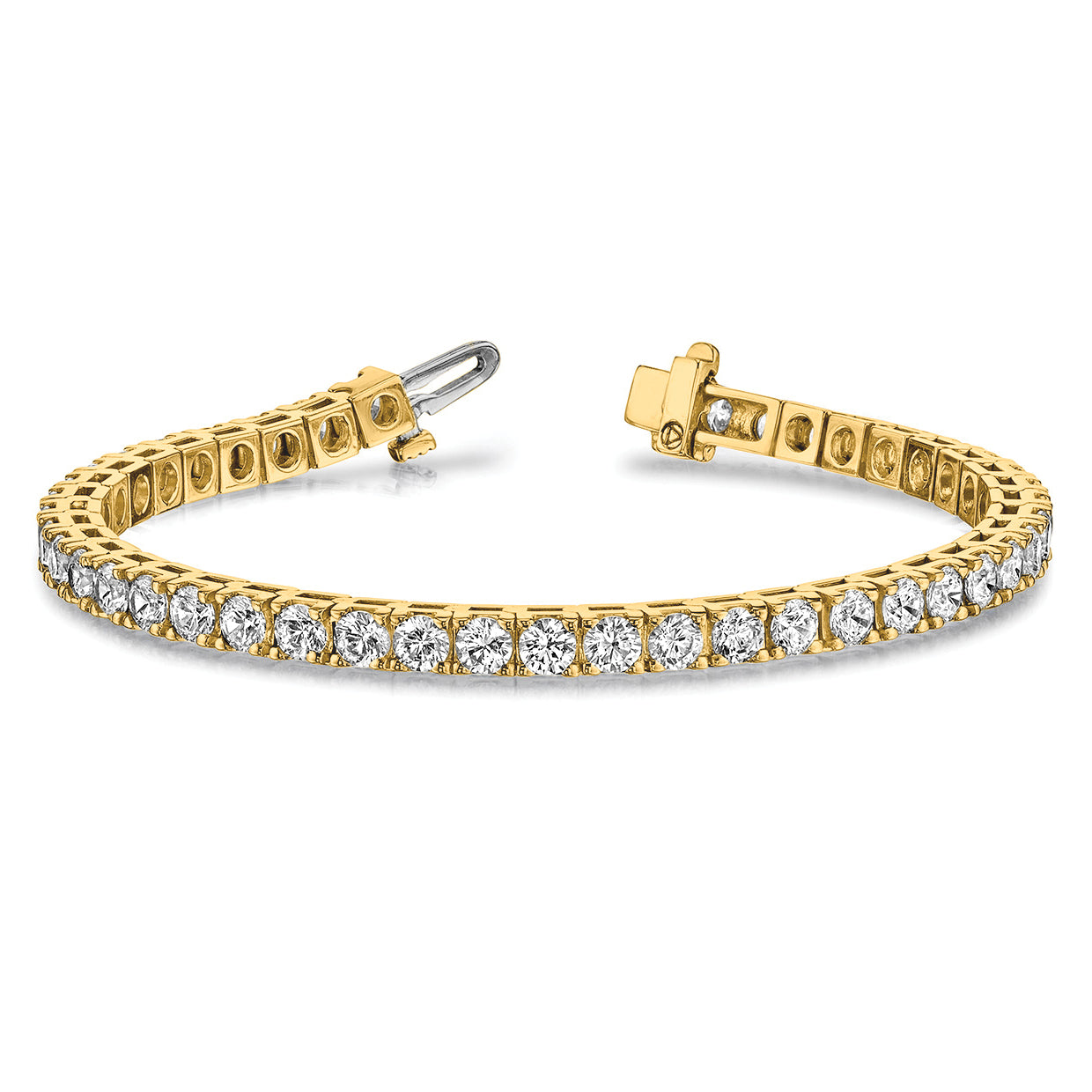14k Holds 6.6 carat 44-3.4mm Round Diamond 4-prong 7 inch Tennis Bracelet Mounting (No Stone Included)