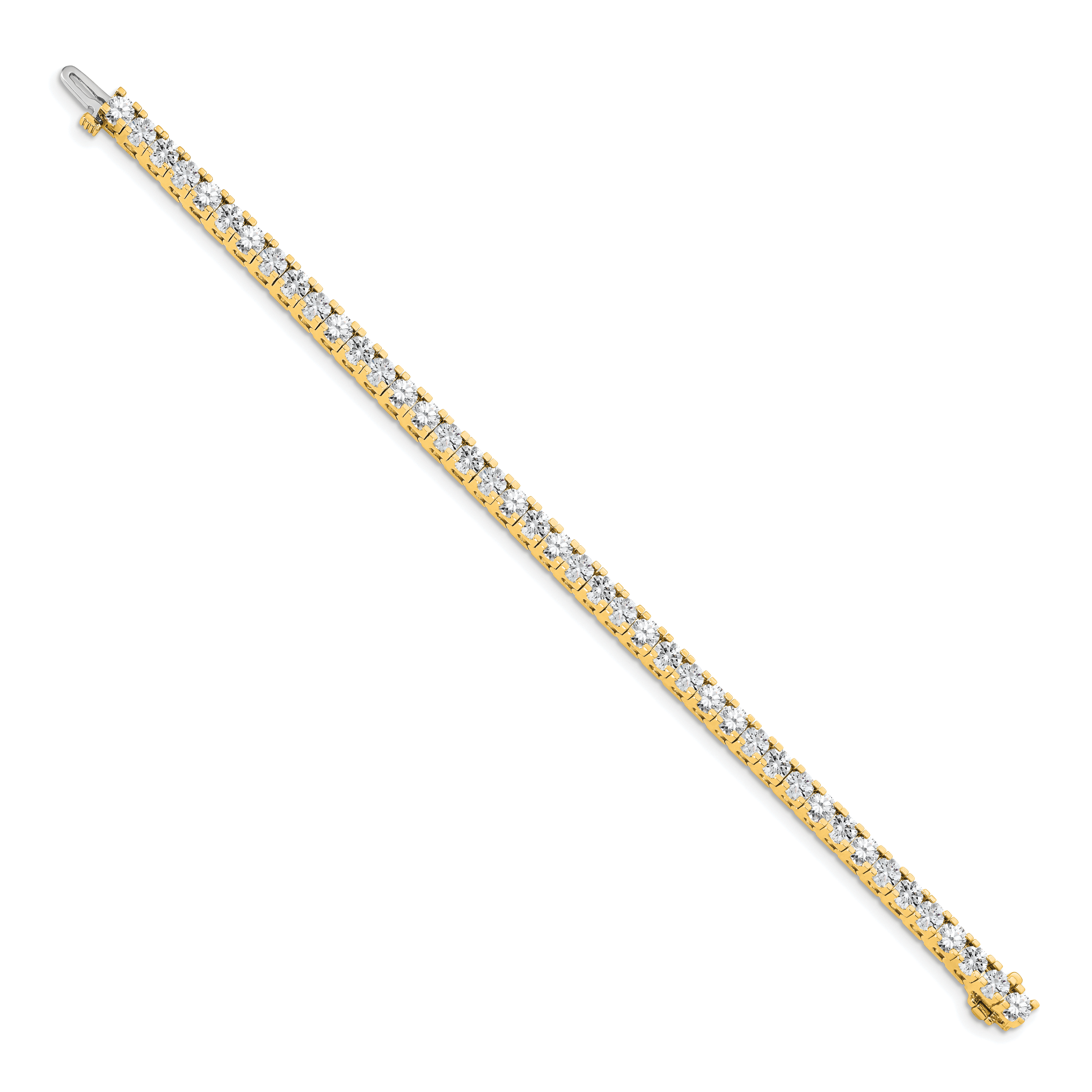 14k Holds 7.5 carat 42-3.6mm Round Diamond 4-prong 7 inch Tennis Bracelet Mounting (No Stone Included)