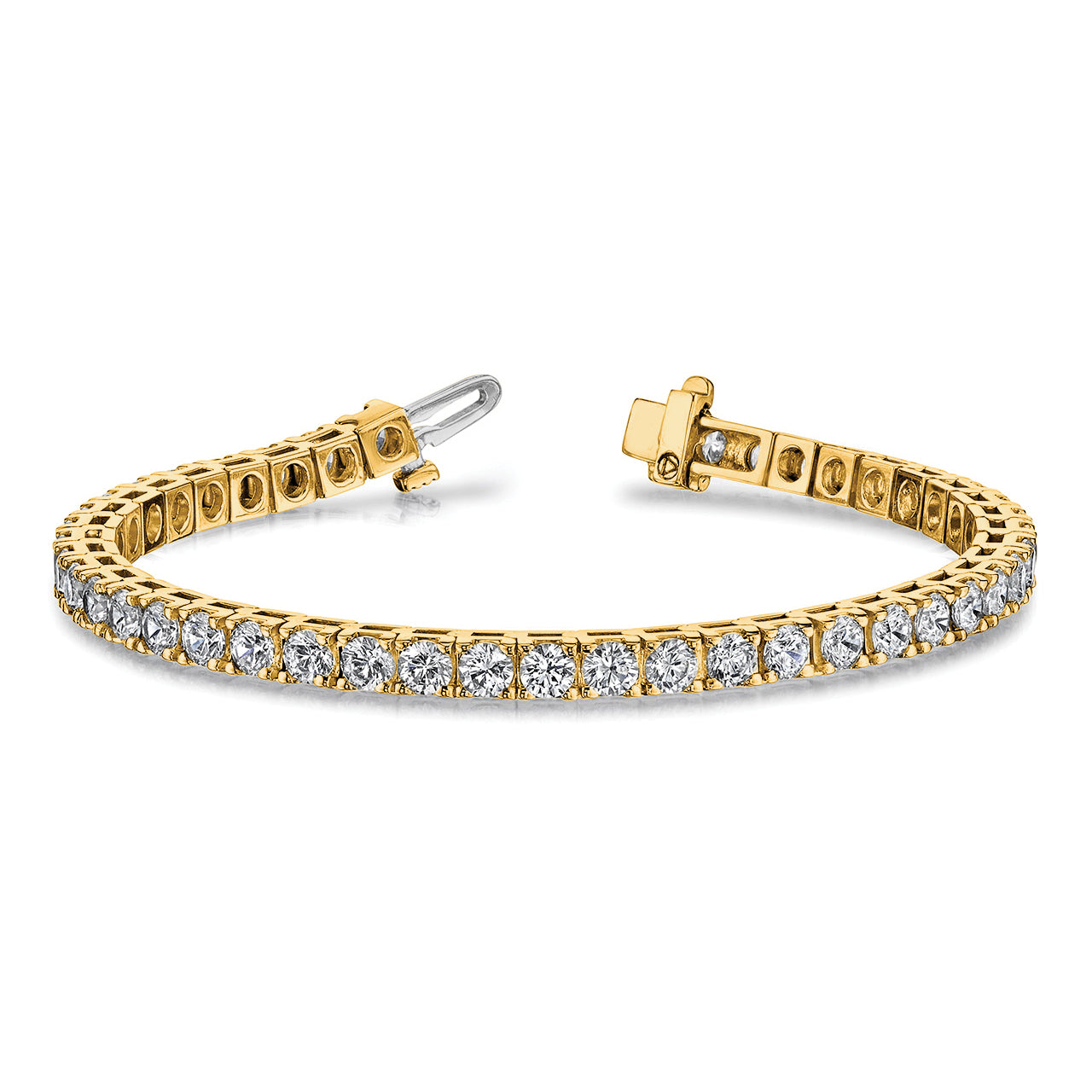 14k Complete 7.5 carat Round AAA Diamond 4-prong 7 inch Tennis Bracelet