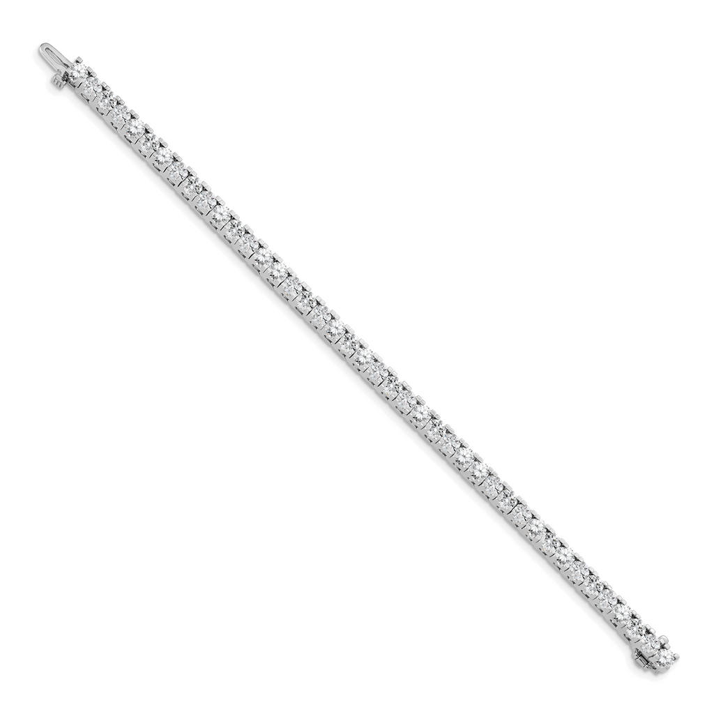 14k White Gold Holds 7.5 carat 42-3.6mm Round Diamond 4-prong 7 inch Tennis Bracelet Mounting (No Stone Included)