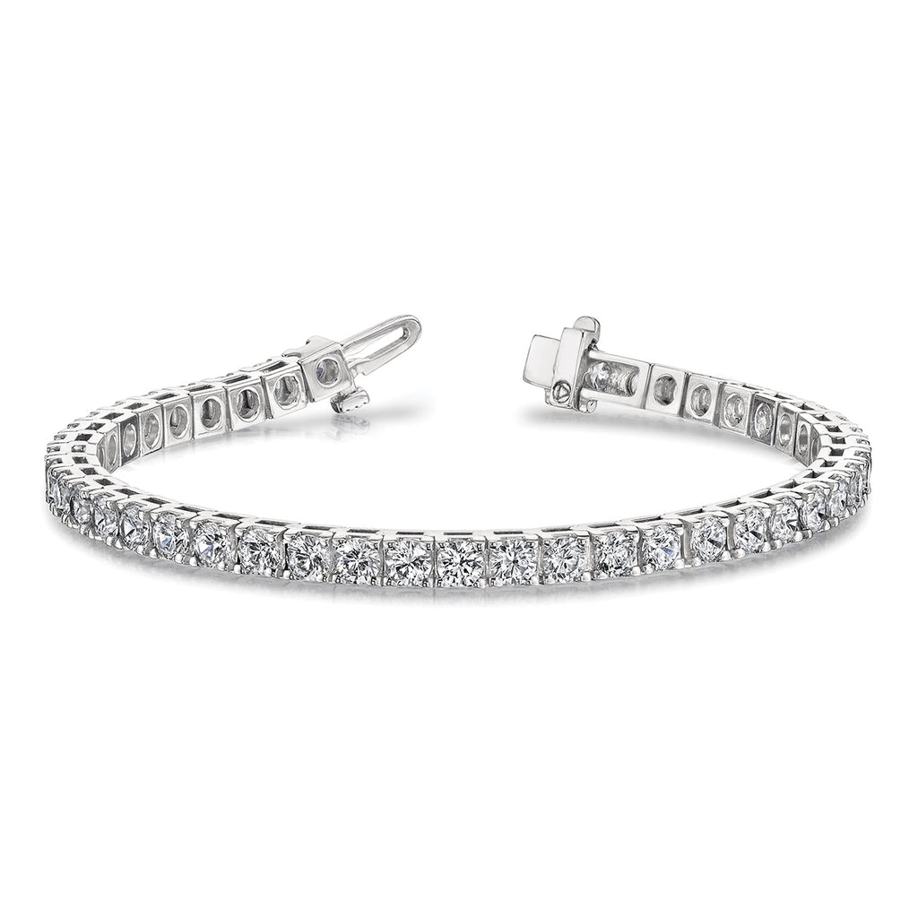14k White Gold Holds 7.5 carat 42-3.6mm Round Diamond 4-prong 7 inch Tennis Bracelet Mounting (No Stone Included)