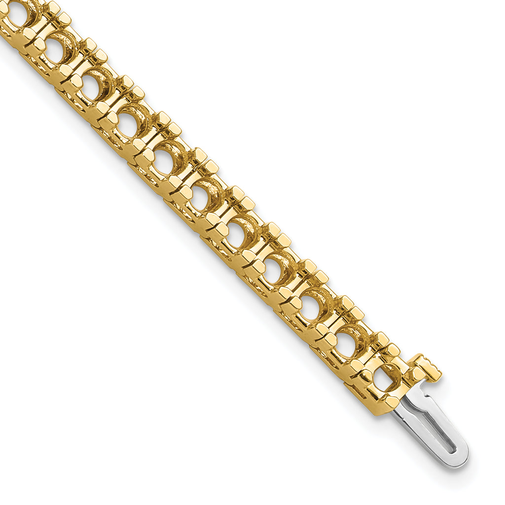 14k Holds 10.8 carat 10-4.1mm Round Diamond 4-prong 7 inch Tennis Bracelet Mounting (No Stone Included)