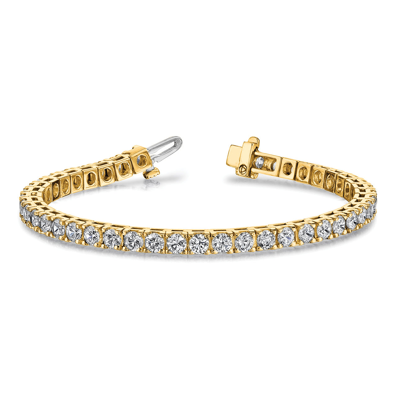14k Complete 10.8 carat Round A Diamond 4-prong 7 inch Tennis Bracelet