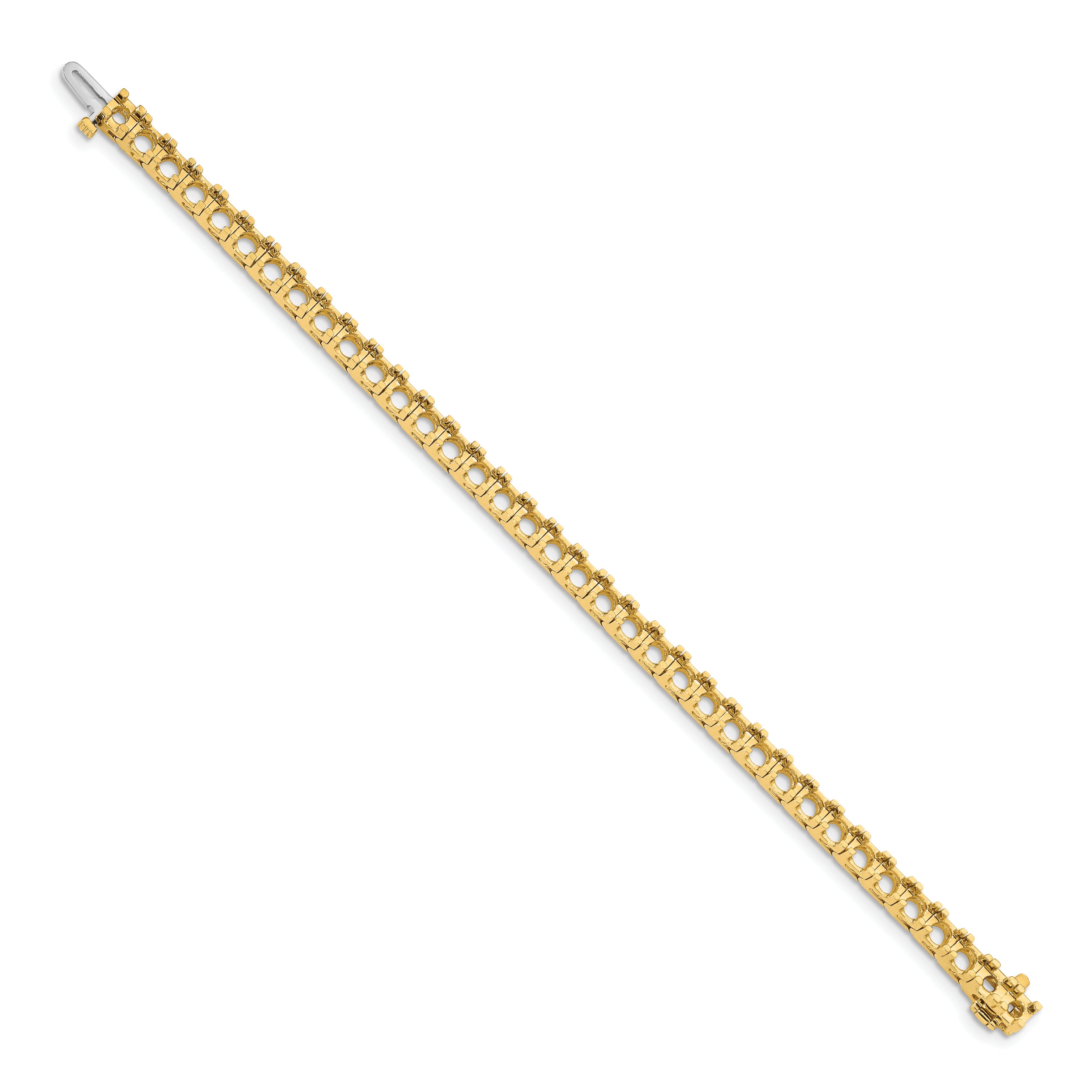 14k Holds 12.5 carat 36-4.4mm Round Diamond 4-prong 7 inch Tennis Bracelet Mounting (No Stone Included)