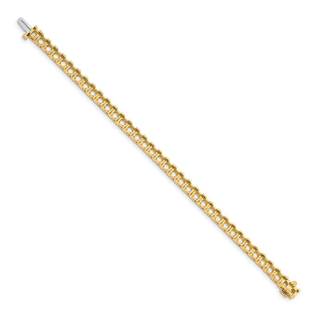 14k Holds 12.5 carat 36-4.4mm Round Diamond 4-prong 7 inch Tennis Bracelet Mounting (No Stone Included)