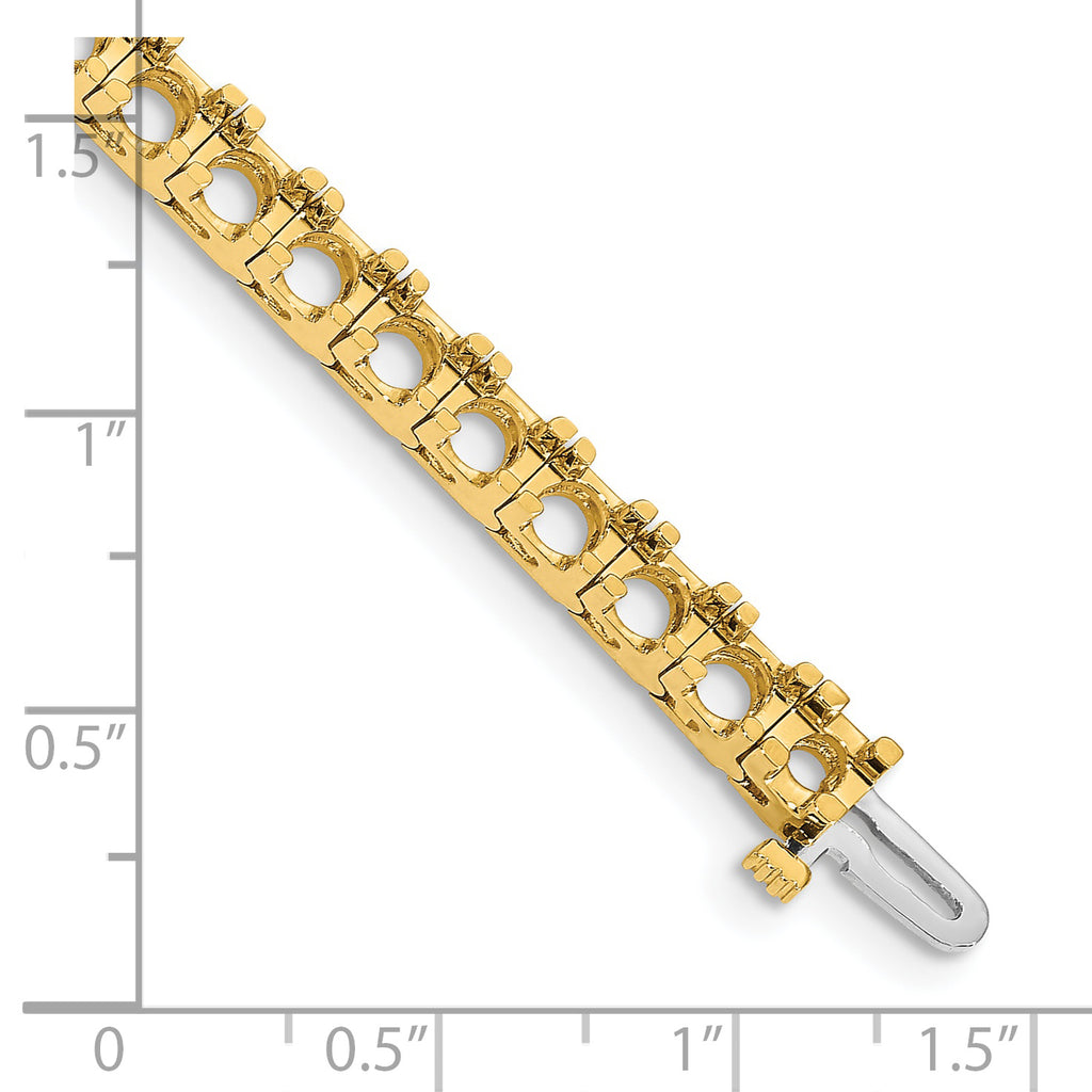 14k Holds 12.5 carat 36-4.4mm Round Diamond 4-prong 7 inch Tennis Bracelet Mounting (No Stone Included)