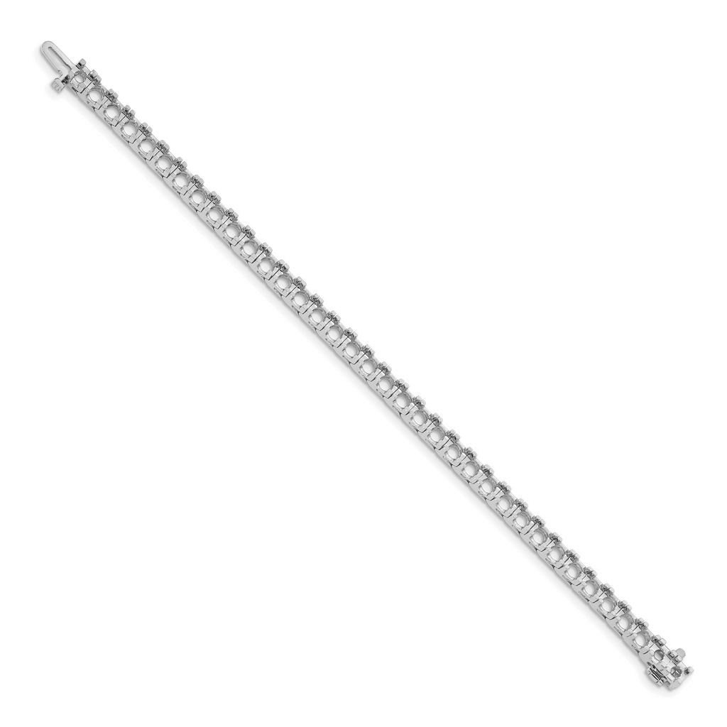 14k White Gold Holds 12.5 carat 36-4.4mm Round Diamond 4-prong 7 inch Tennis Bracelet Mounting (No Stone Included)