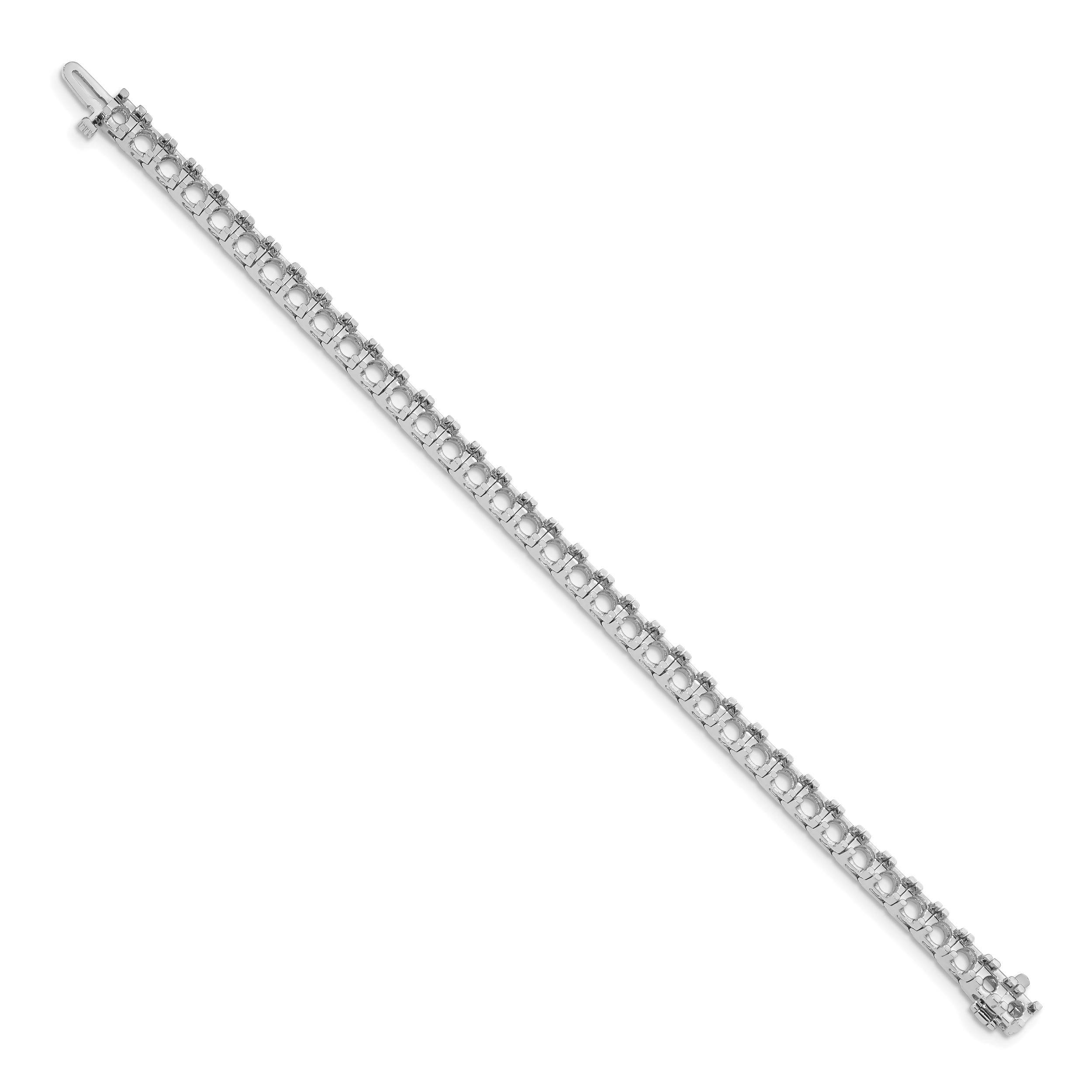 14k White Gold Holds 12.5 carat 36-4.4mm Round Diamond 4-prong 7 inch Tennis Bracelet Mounting (No Stone Included)