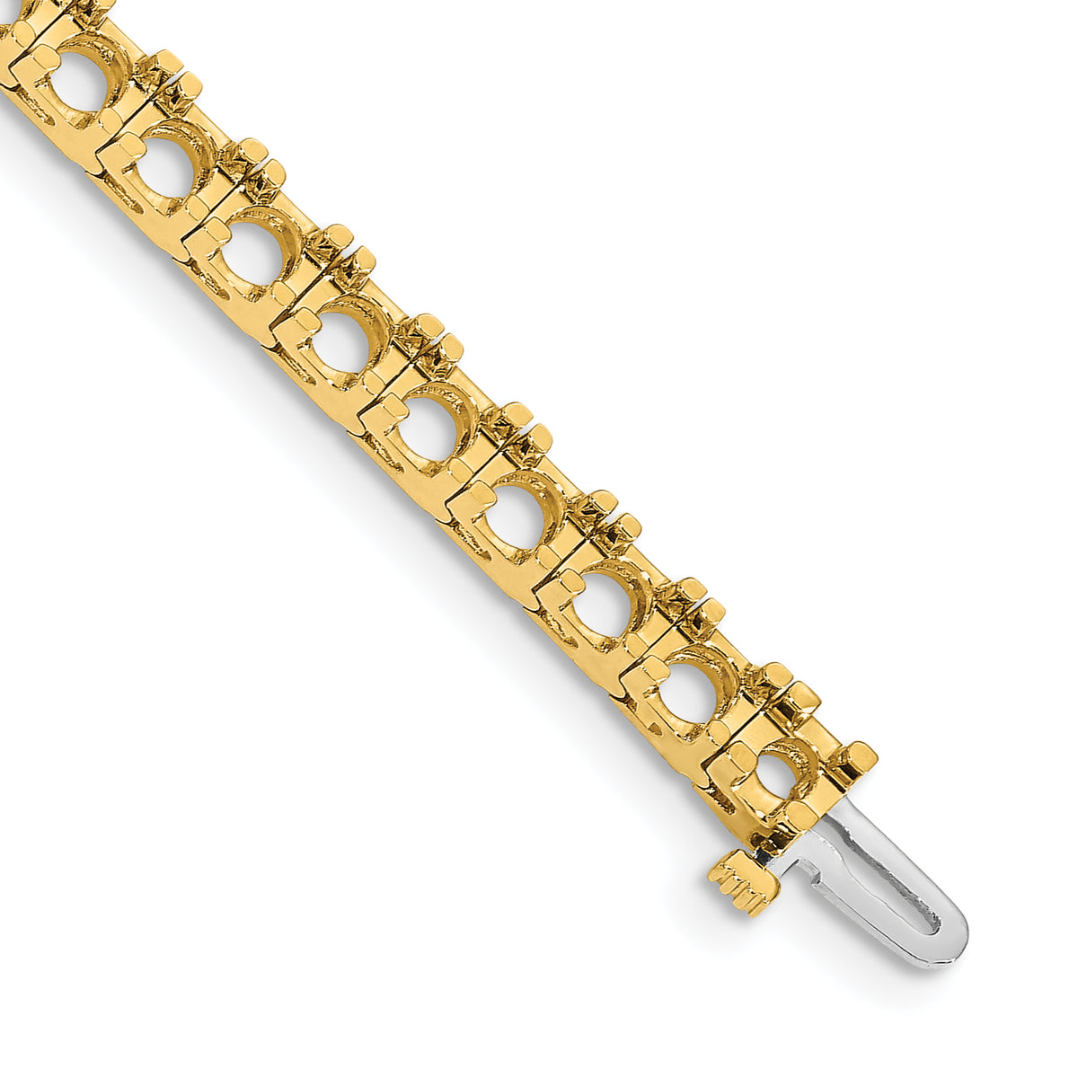 14k Holds 12.5 carat 36-4.4mm Round Diamond 4-prong 7 inch Tennis Bracelet Mounting (No Stone Included)