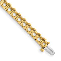 14k Holds 12.5 carat 36-4.4mm Round Diamond 4-prong 7 inch Tennis Bracelet Mounting (No Stone Included)