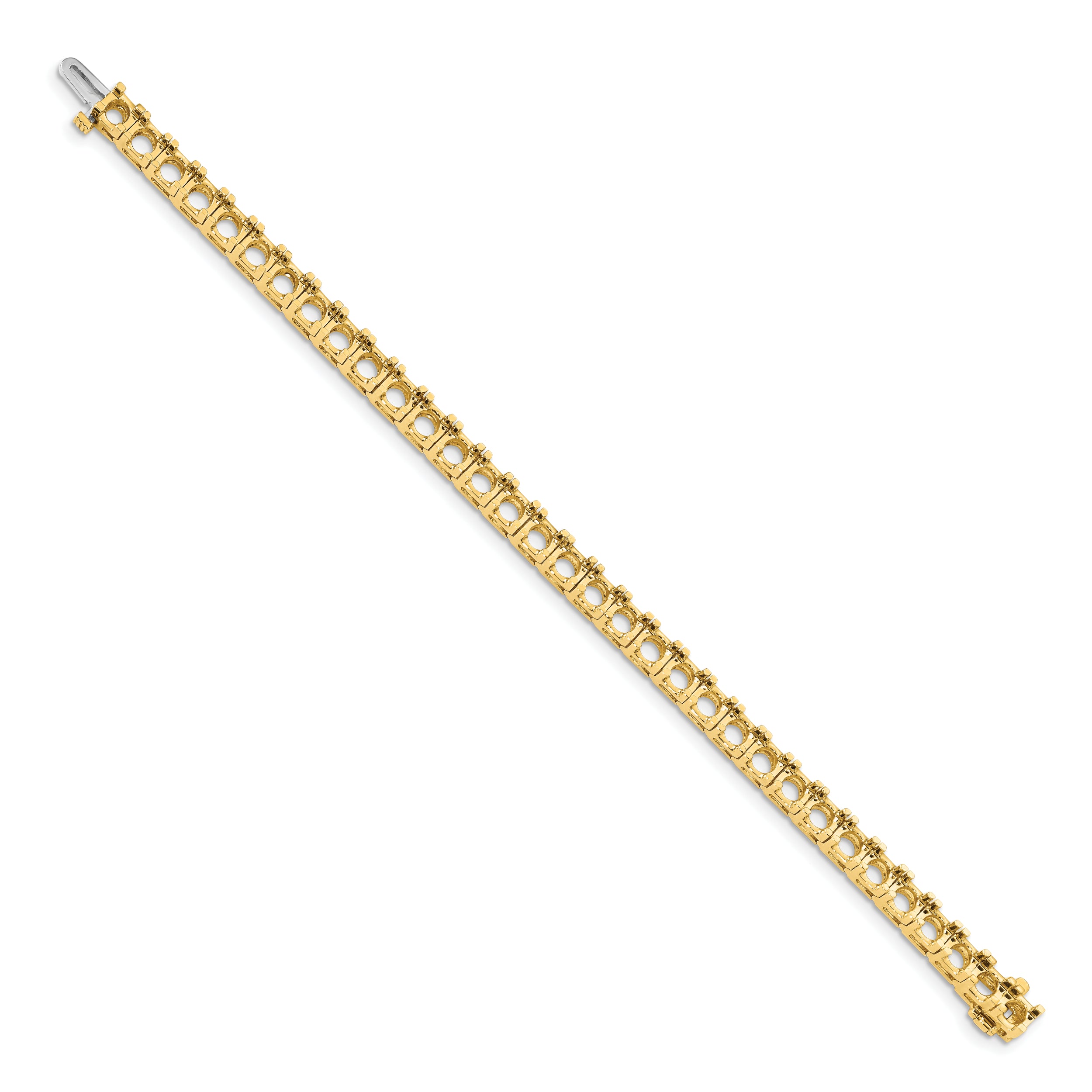 14k Holds 17 carat 33-5.1mm Round Diamond 4-prong 7 inch Tennis Bracelet Mounting (No Stone Included)