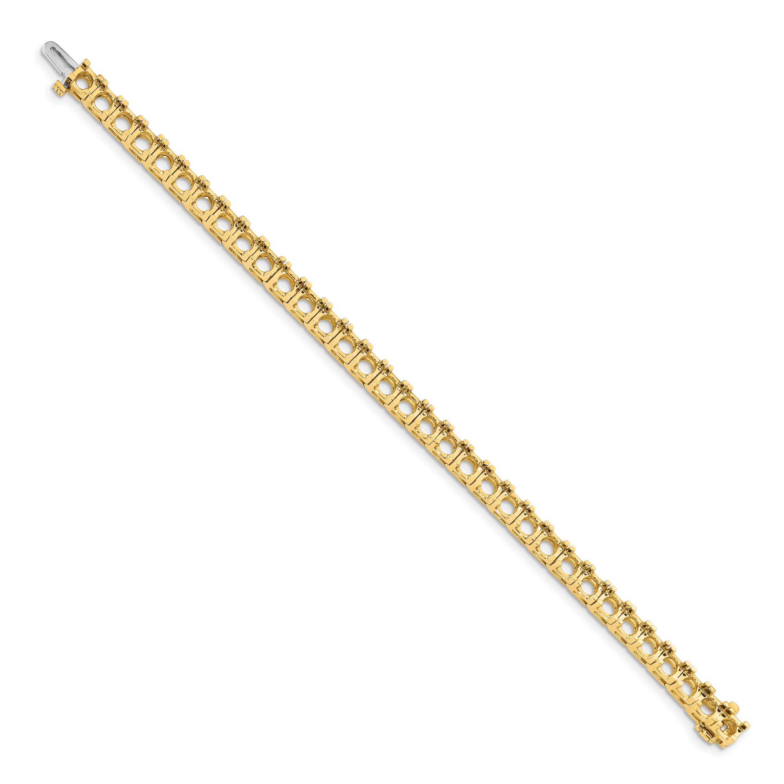 14k Holds 17 carat 33-5.1mm Round Diamond 4-prong 7 inch Tennis Bracelet Mounting (No Stone Included)