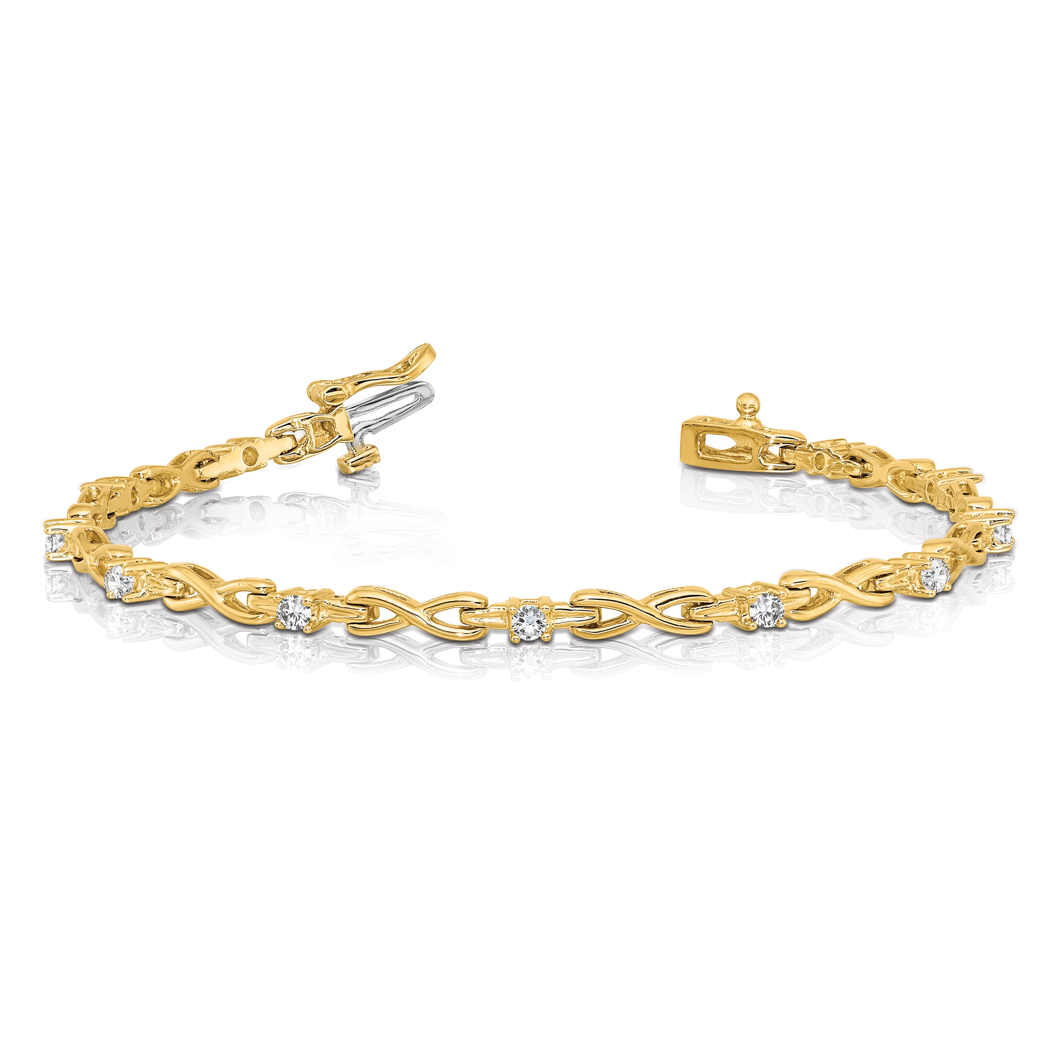 14k 1/2 carat Lab Grown Diamond VS/SI+ G+ Complete Fancy Link Tennis Bracelet