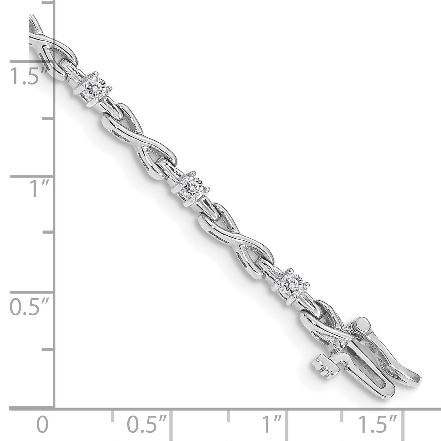 14k White Gold Holds 1/2 carat 11-2.2mm Round Diamond 4-prong X-design 7 inch Tennis Bracelet Mounting (No Stone Included)