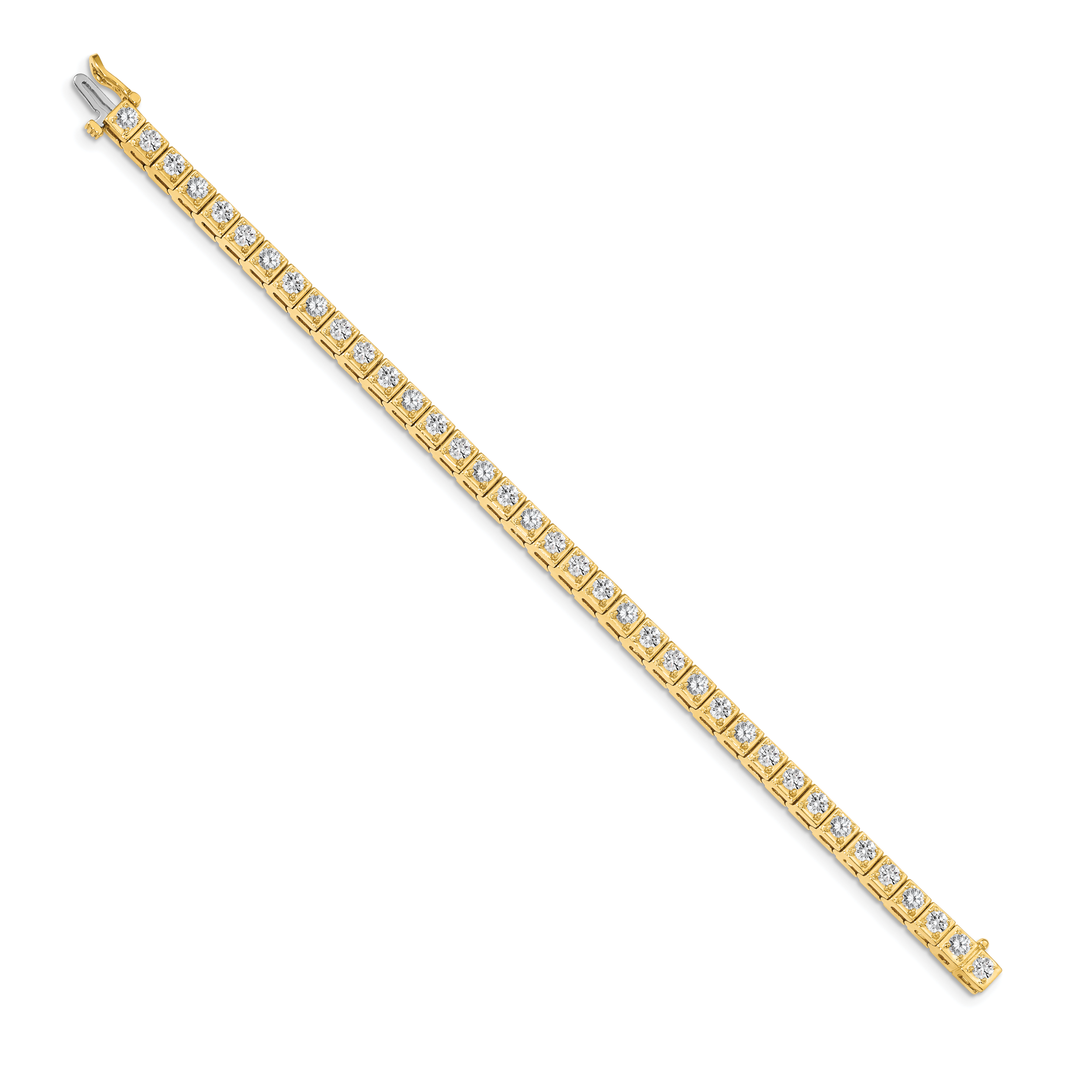 14k Holds 3.75 carat 37-3.0mm Round Diamond 4-prong 7 inch Tennis Bracelet Mounting (No Stone Included)