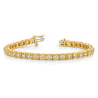 14k Holds 3.75 carat 37-3.0mm Round Diamond 4-prong 7 inch Tennis Bracelet Mounting (No Stone Included)