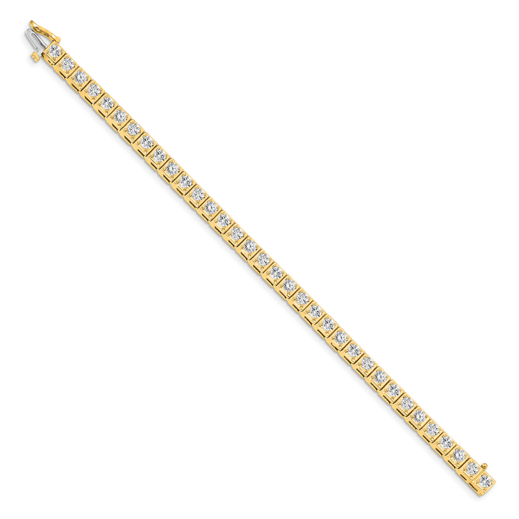 14k Holds 5.1 carat 34-3.4mm Round Diamond 4-prong 7 inch Tennis Bracelet Mounting (No Stone Included)