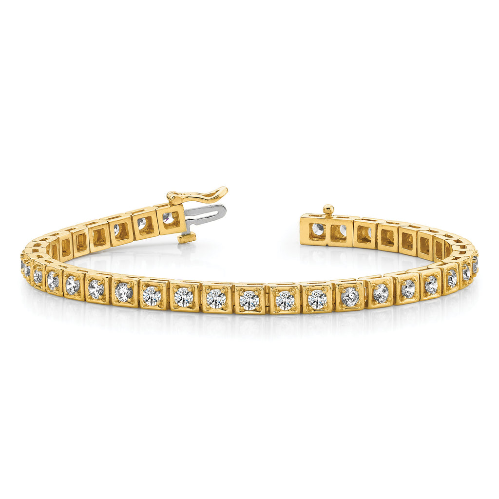 14k Holds 5.1 carat 34-3.4mm Round Diamond 4-prong 7 inch Tennis Bracelet Mounting (No Stone Included)