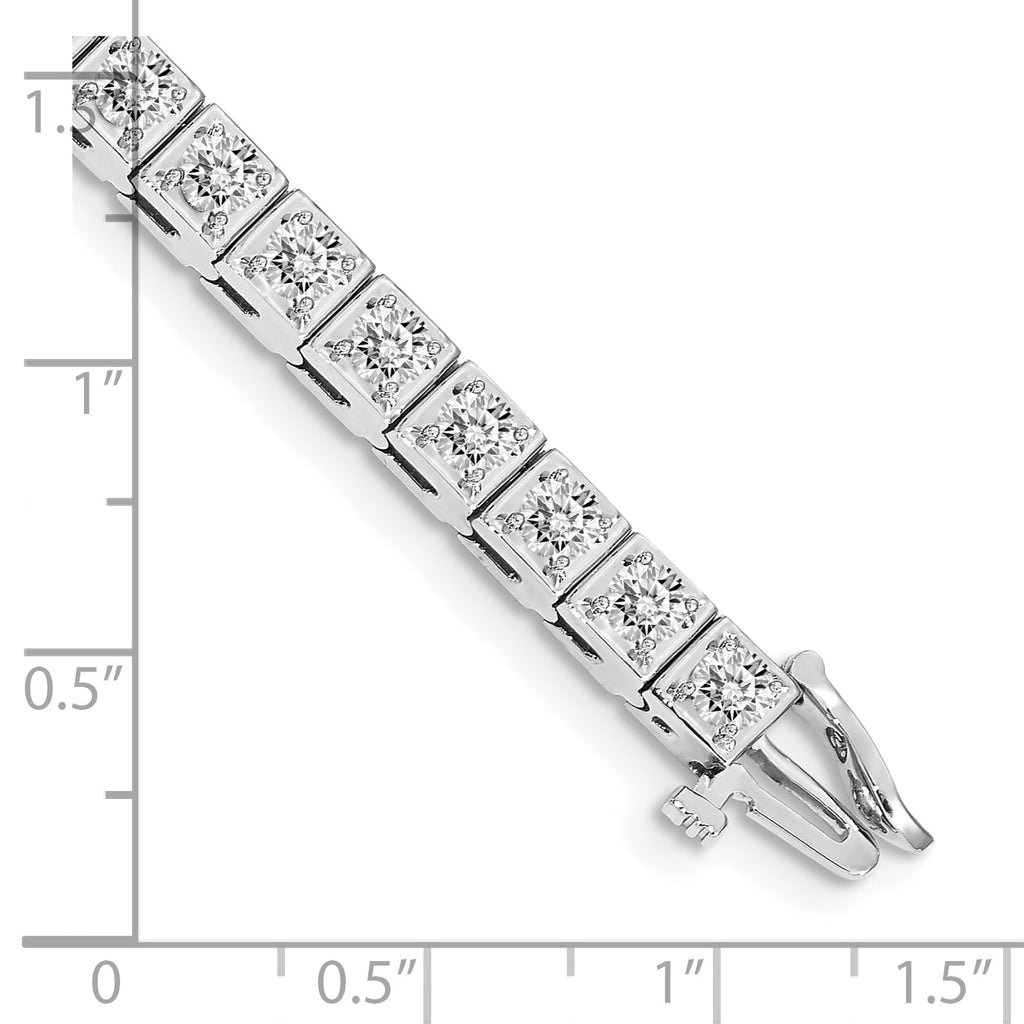 14k White Gold Holds 5.1 carat 34-3.4mm Round Diamond 4-prong 7 inch Tennis Bracelet Mounting (No Stone Included)