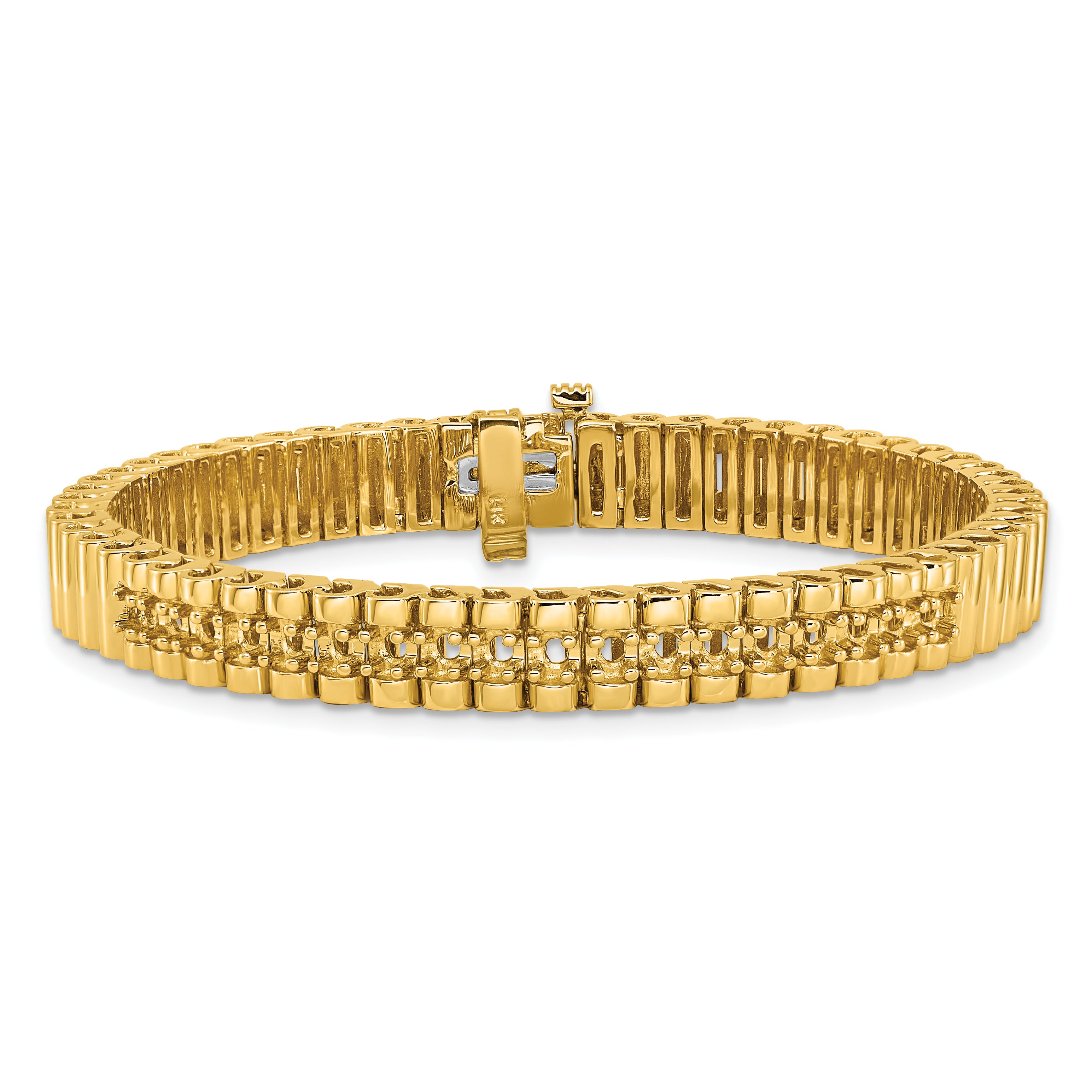 14k Holds 0.93 carat 18-2.4mm Round Diamond 4-prong 7-inch Link Bracelet Mounting (No Stone Included)
