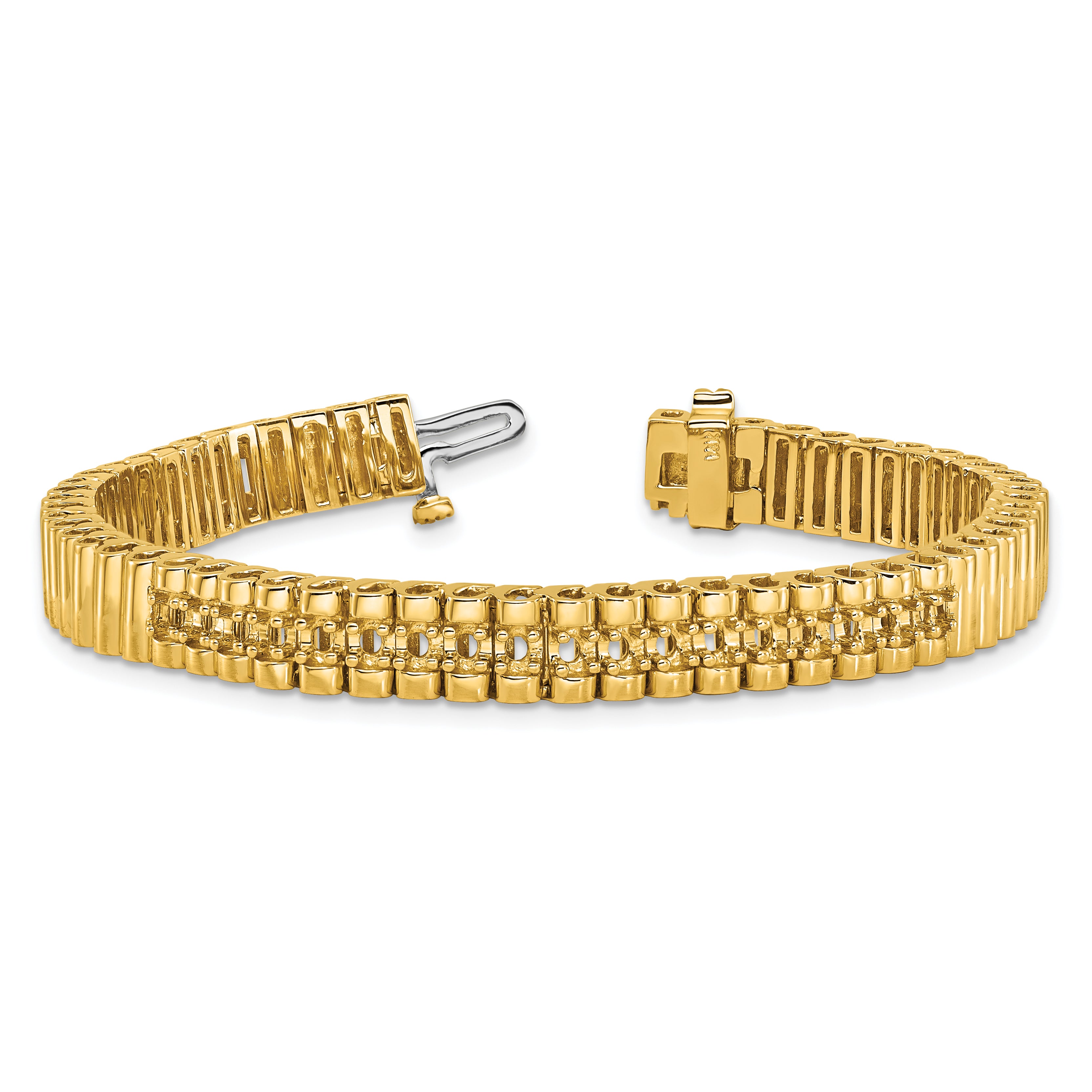 14k Holds 0.93 carat 18-2.4mm Round Diamond 4-prong 7-inch Link Bracelet Mounting (No Stone Included)