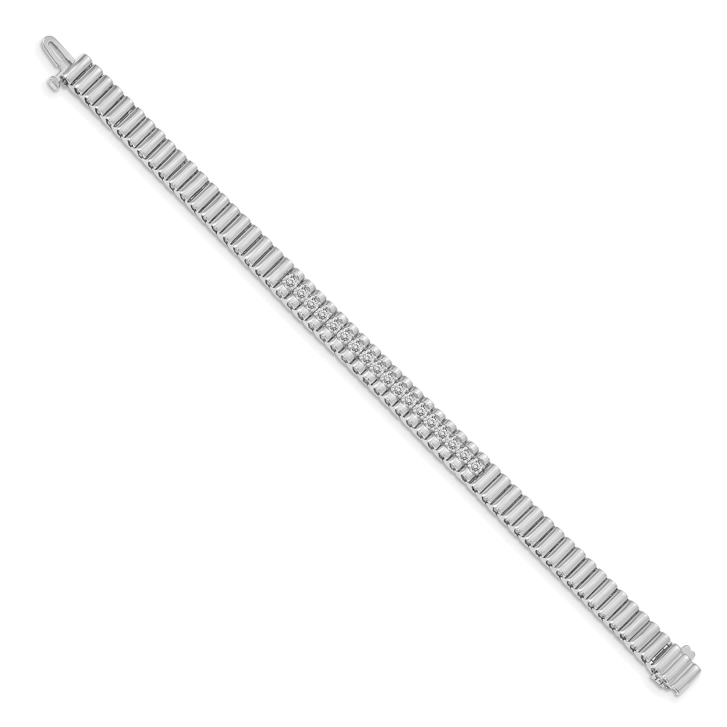 14k White Gold 2.4mm Link Bracelet Mounting (No Stone Included)