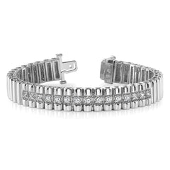 14k White Gold 2.4mm Link Bracelet Mounting (No Stone Included)